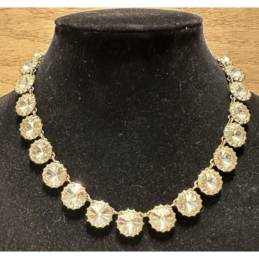 J. Crew Statement Necklace Rivoli GoldTone Sparkles Formal Prom Wedding